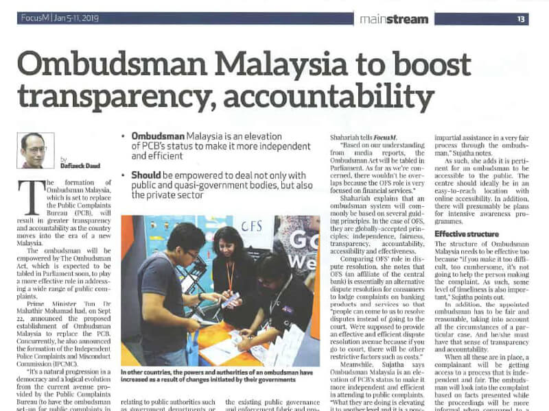 Ombudsman Malaysia to boost transparency, accountability